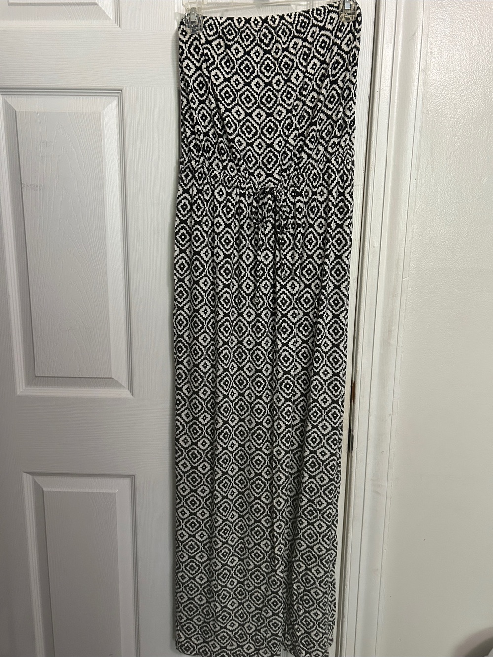 Old Navy Black and White Strapless Geometric Maxi Dress